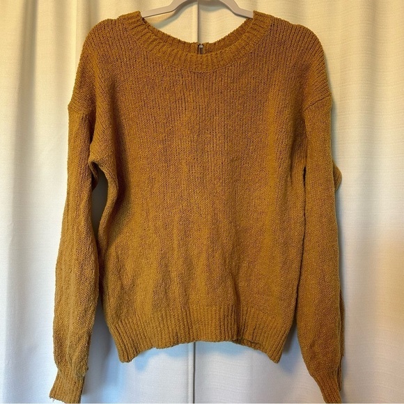 Abercrombie & Fitch Women’s Small Mustard Yellow Full Zip Back Sweater Cotton Bl - Picture 2 of 10